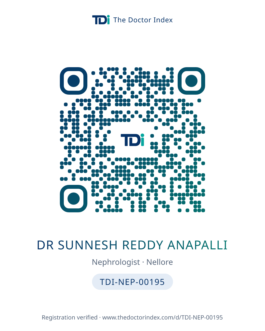 QR card for Dr Sunnesh Reddy Anapalli, TDI-NEP-00195