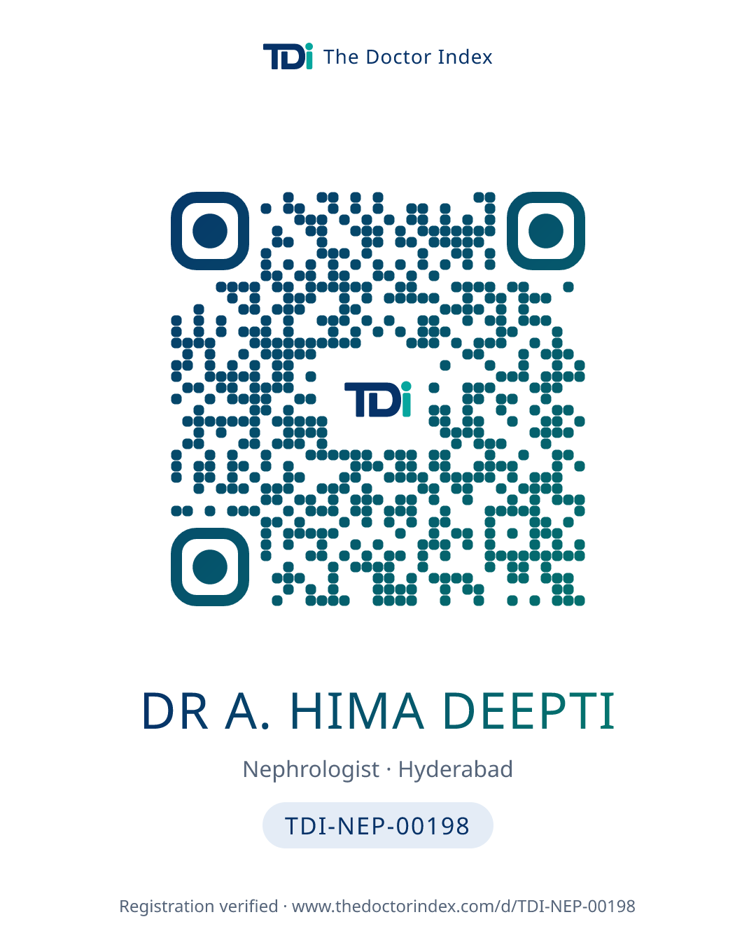 QR card for Dr A. Hima Deepti, TDI-NEP-00198