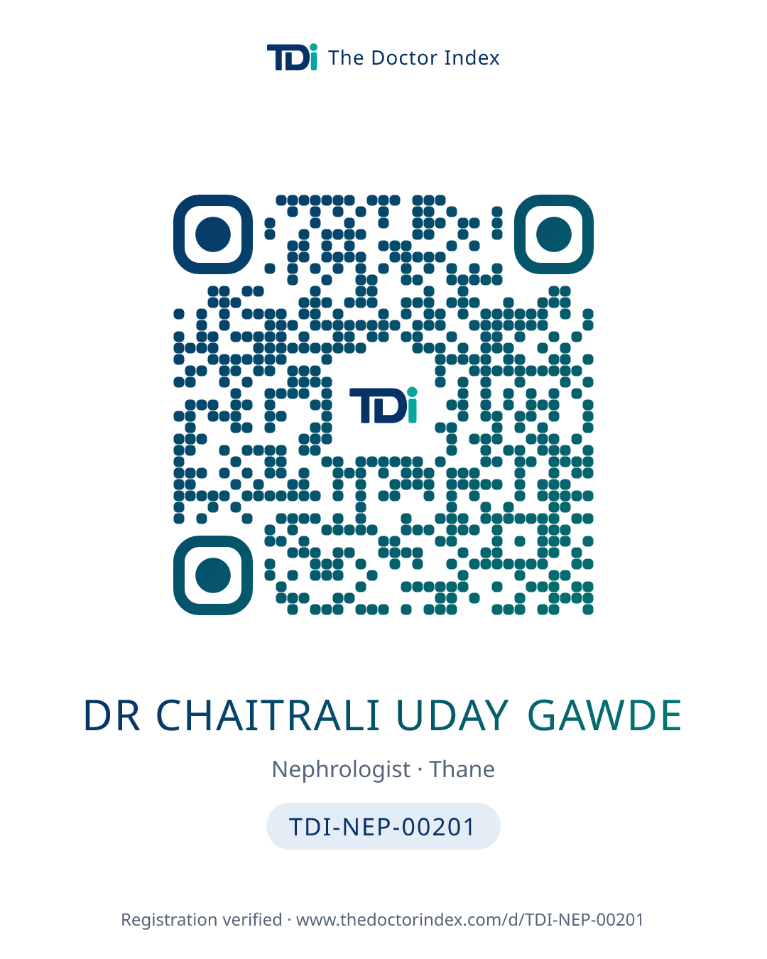 QR card for Dr Chaitrali Uday Gawde, TDI-NEP-00201