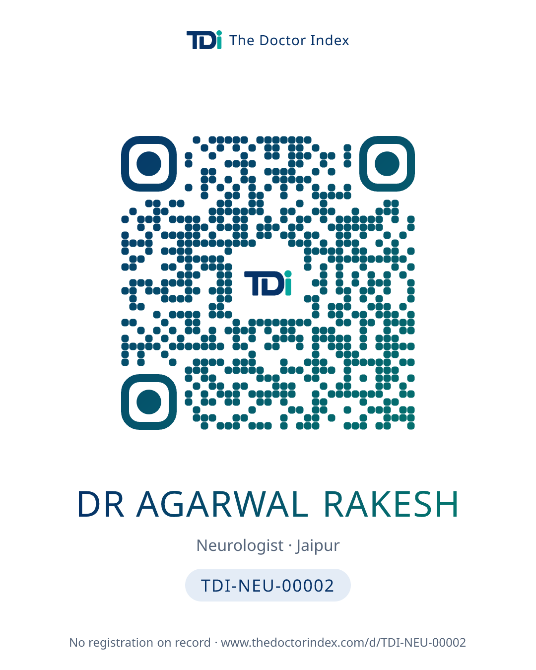 QR card for Dr Agarwal Rakesh, TDI-NEU-00002