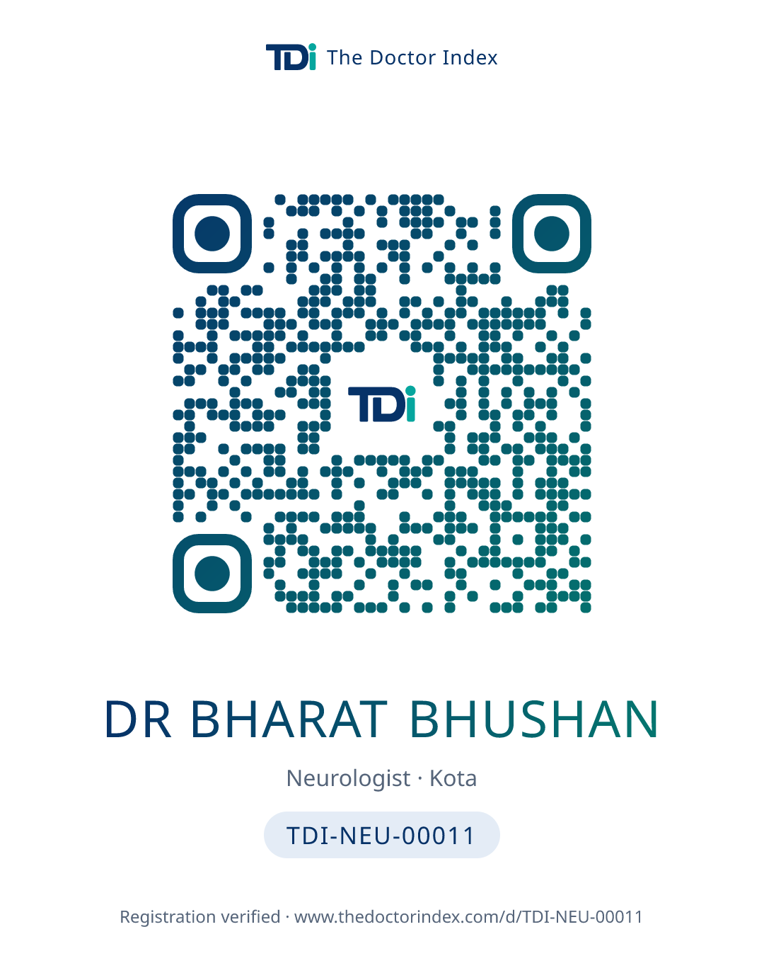 QR card for Dr Bharat Bhushan, TDI-NEU-00011