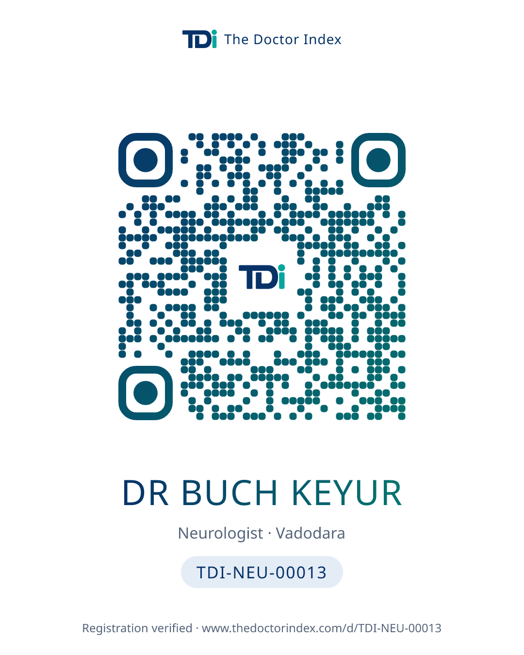 QR card for Dr Buch Keyur, TDI-NEU-00013