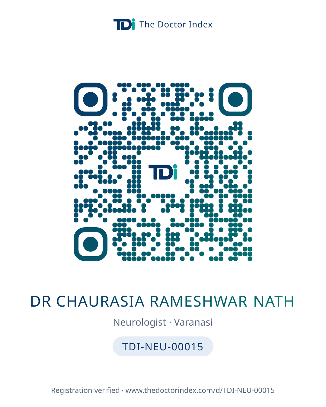 QR card for Dr Chaurasia Rameshwar Nath, TDI-NEU-00015