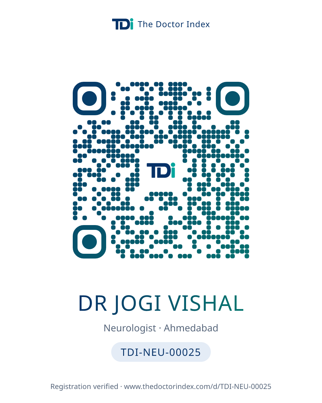 QR card for Dr Jogi Vishal, TDI-NEU-00025