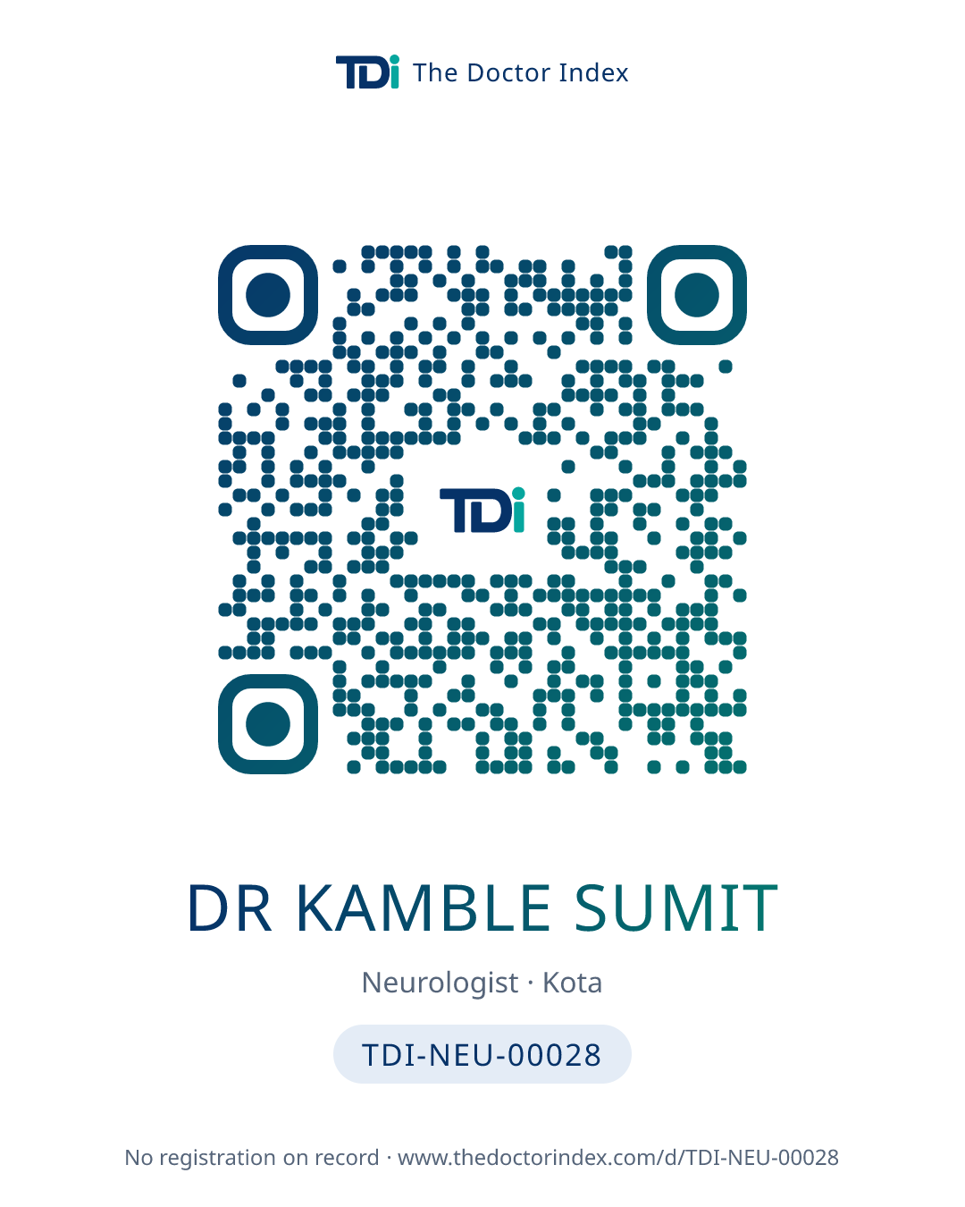 QR card for Dr Kamble Sumit, TDI-NEU-00028
