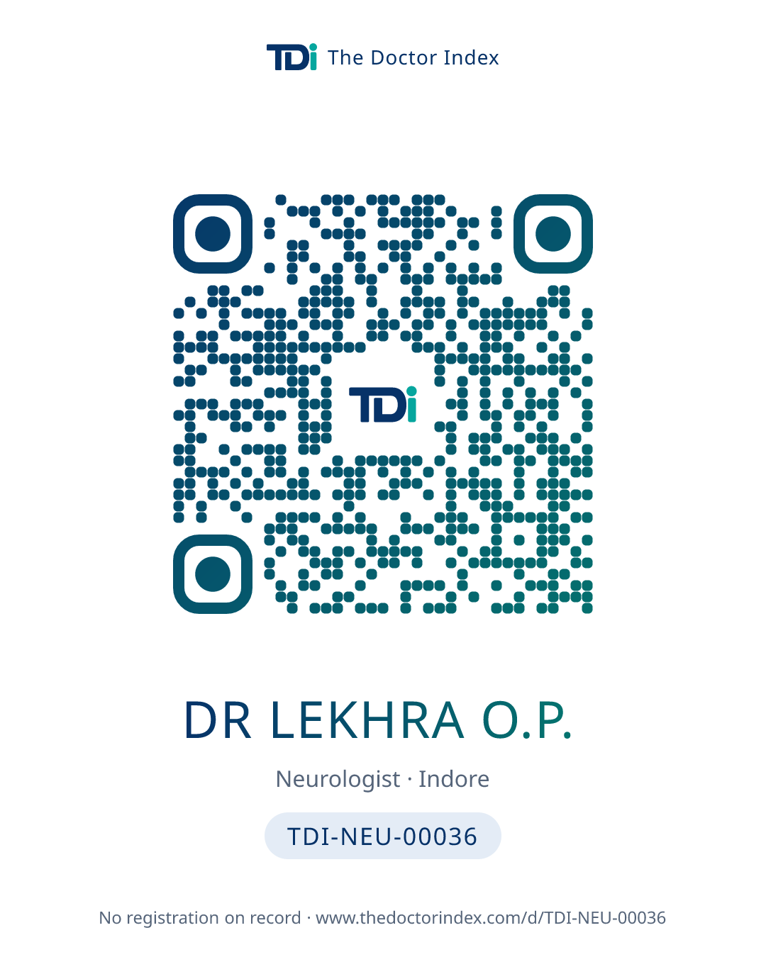QR card for Dr Lekhra O.P., TDI-NEU-00036