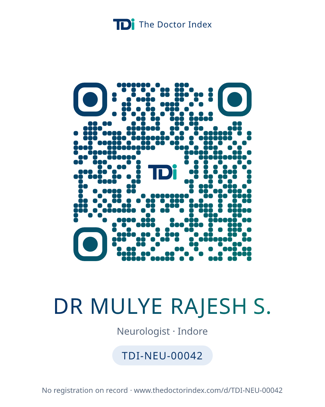 QR card for Dr Mulye Rajesh S., TDI-NEU-00042