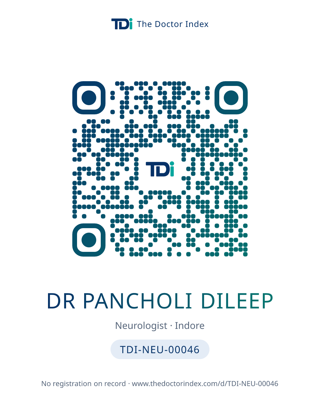 QR card for Dr Pancholi Dileep, TDI-NEU-00046