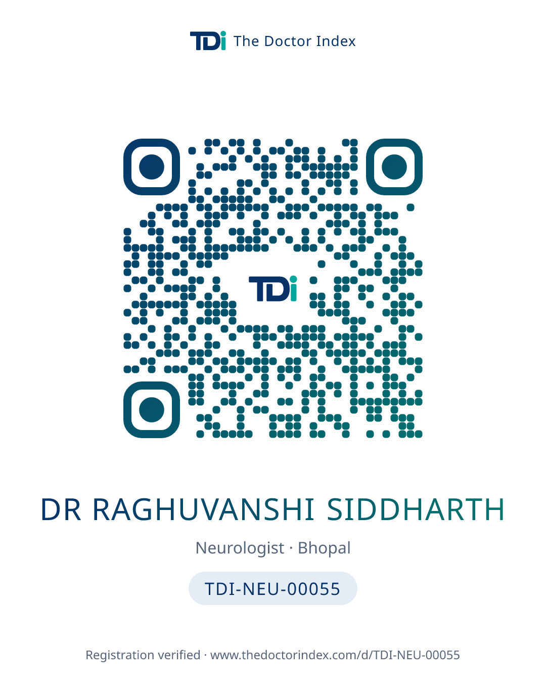 QR card for Dr Raghuvanshi Siddharth, TDI-NEU-00055