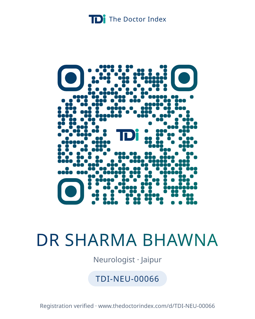 QR card for Dr Sharma Bhawna, TDI-NEU-00066