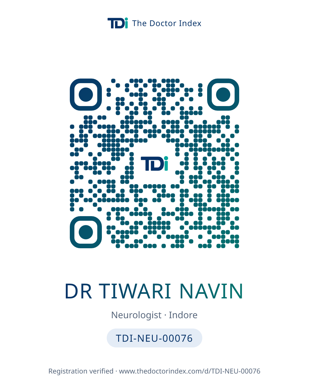 QR card for Dr Tiwari Navin, TDI-NEU-00076