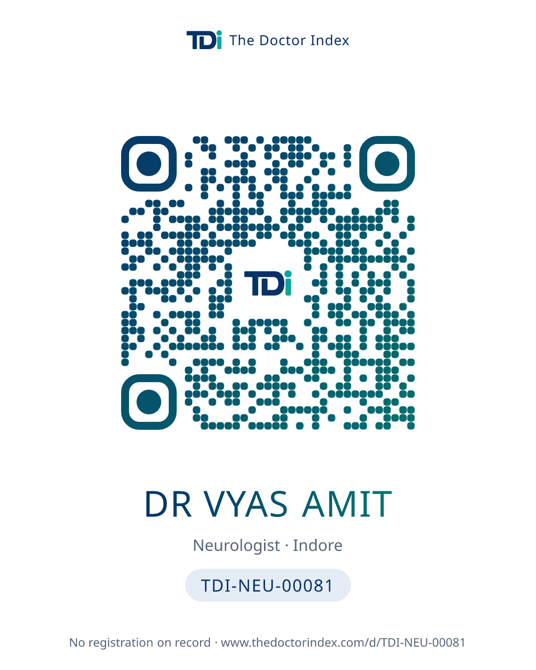QR card for Dr Vyas Amit, TDI-NEU-00081