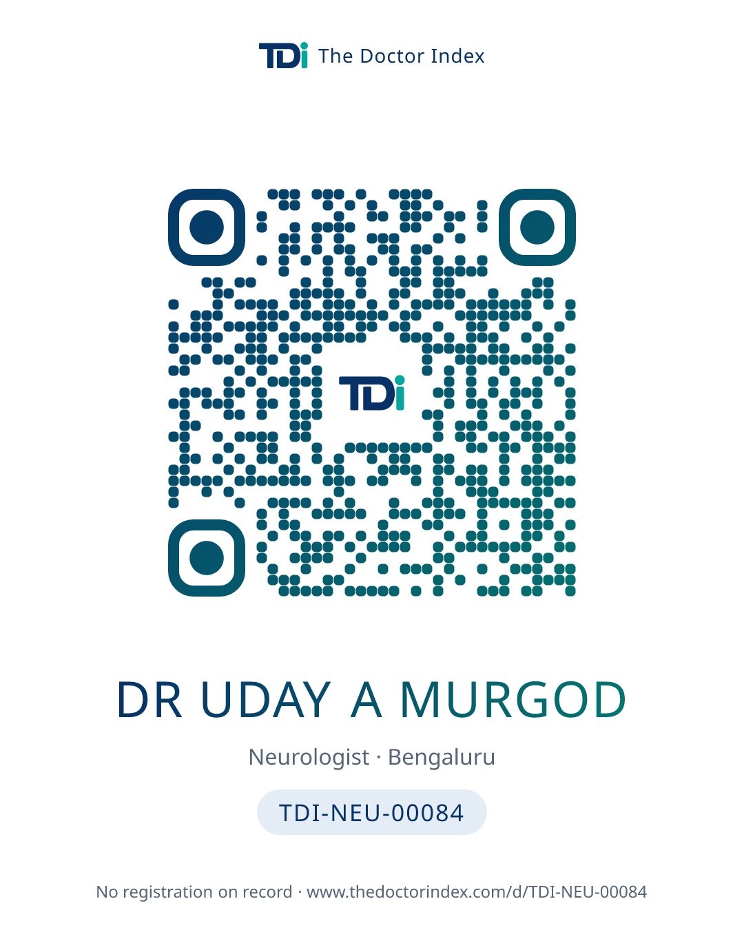 QR card for Dr Uday A Murgod, TDI-NEU-00084