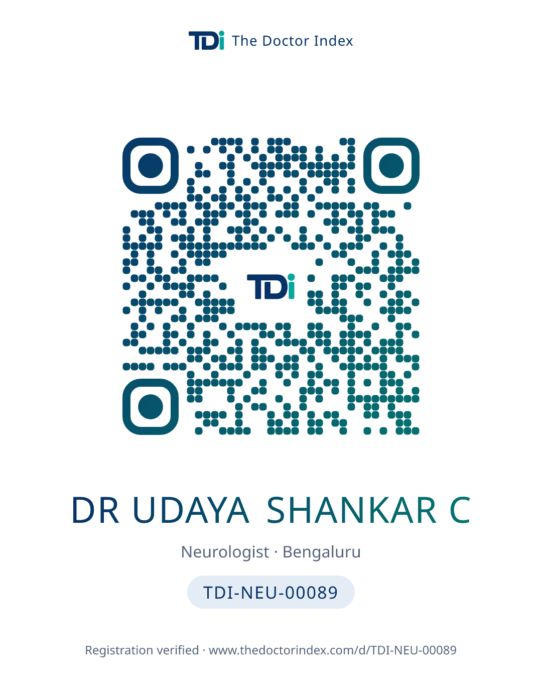 QR card for Dr Udaya Shankar C, TDI-NEU-00089