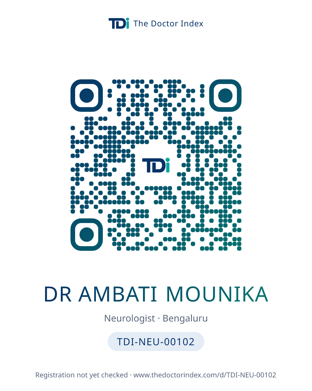 QR card for Dr Ambati Mounika, TDI-NEU-00102