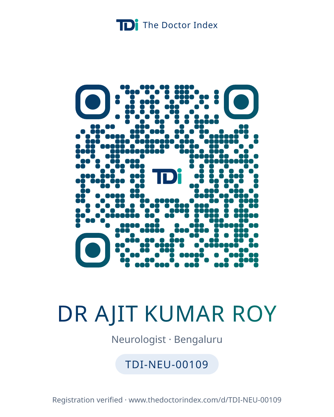QR card for Dr Ajit Kumar Roy, TDI-NEU-00109