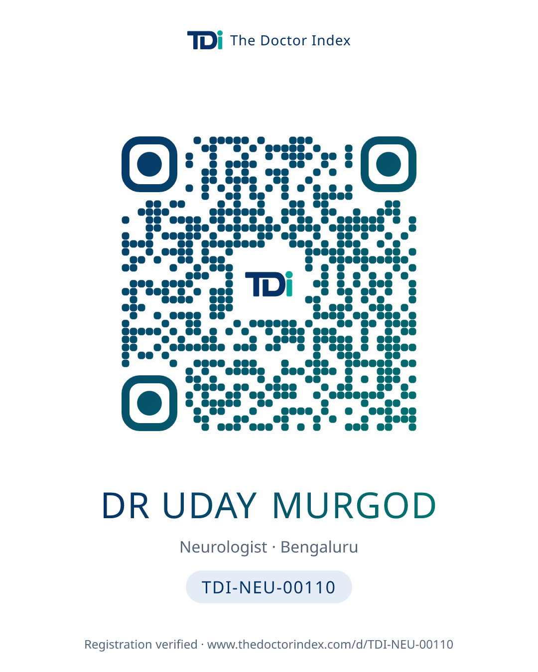 QR card for Dr Uday Murgod, TDI-NEU-00110