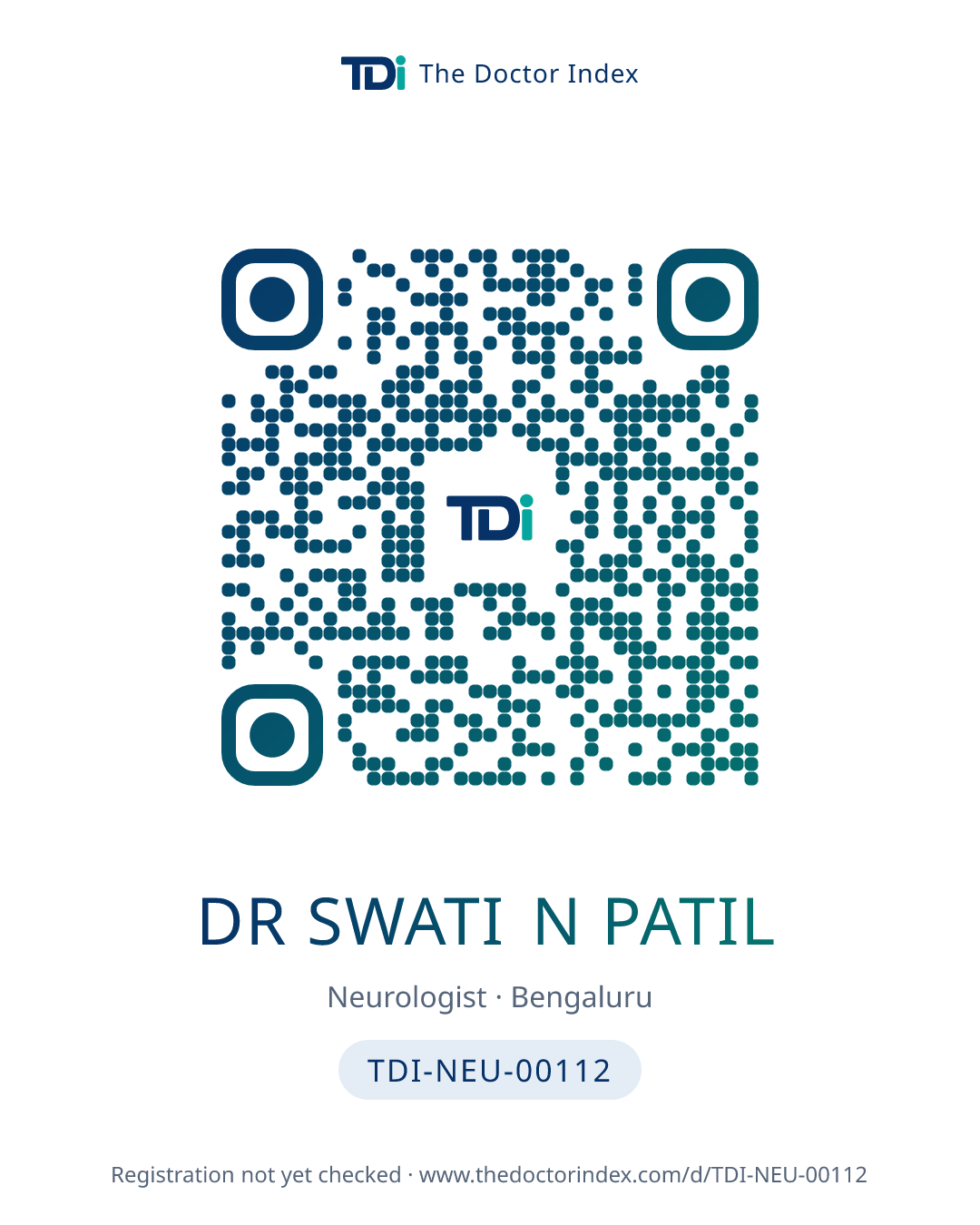 QR card for Dr Swati N Patil, TDI-NEU-00112