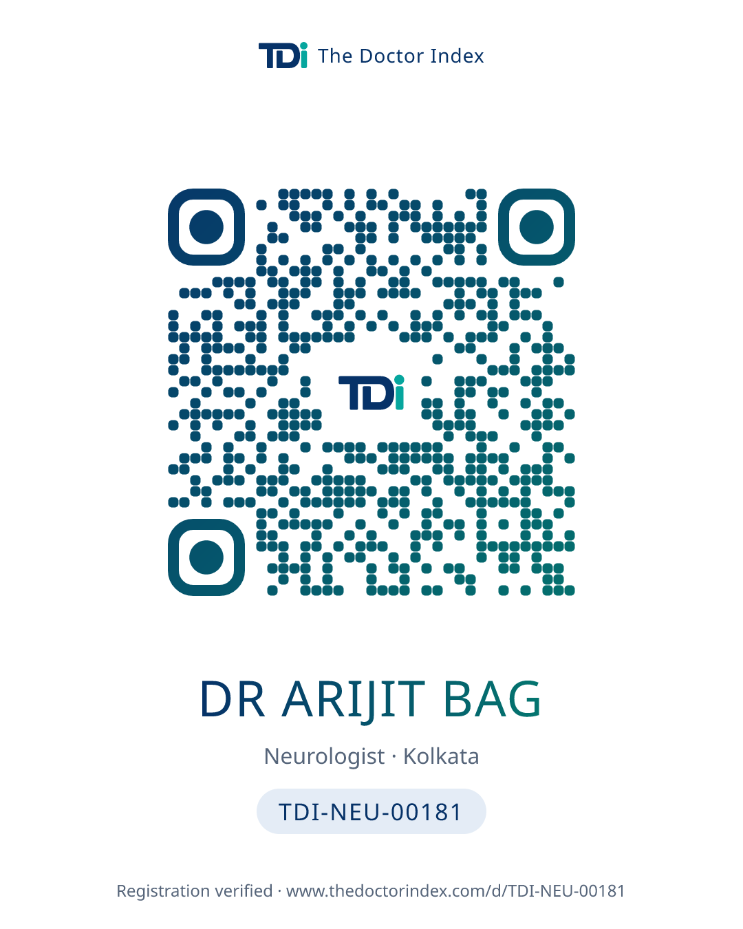 QR card for Dr Arijit Bag, TDI-NEU-00181