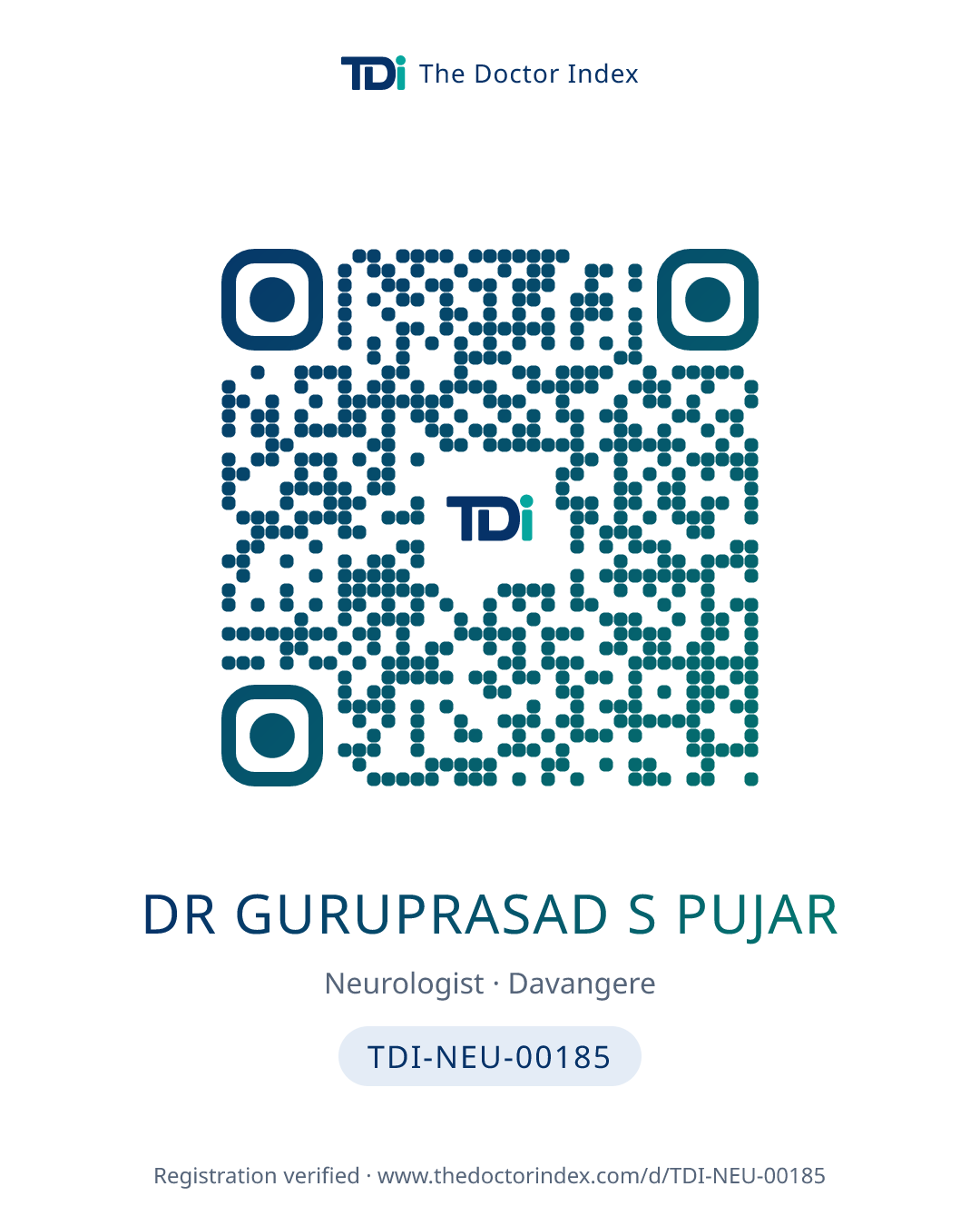 QR card for Dr Guruprasad S Pujar, TDI-NEU-00185