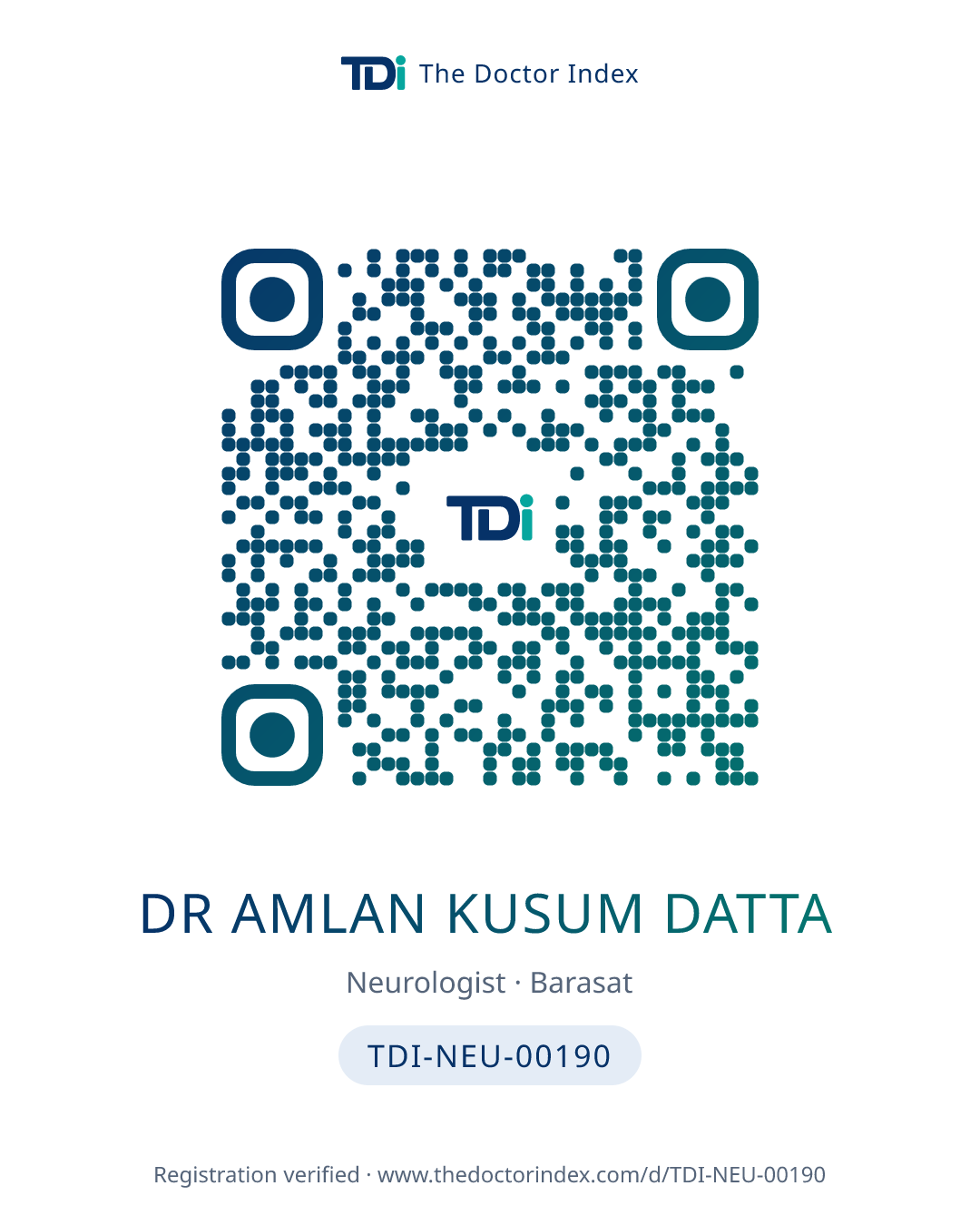 QR card for Dr Amlan Kusum Datta, TDI-NEU-00190