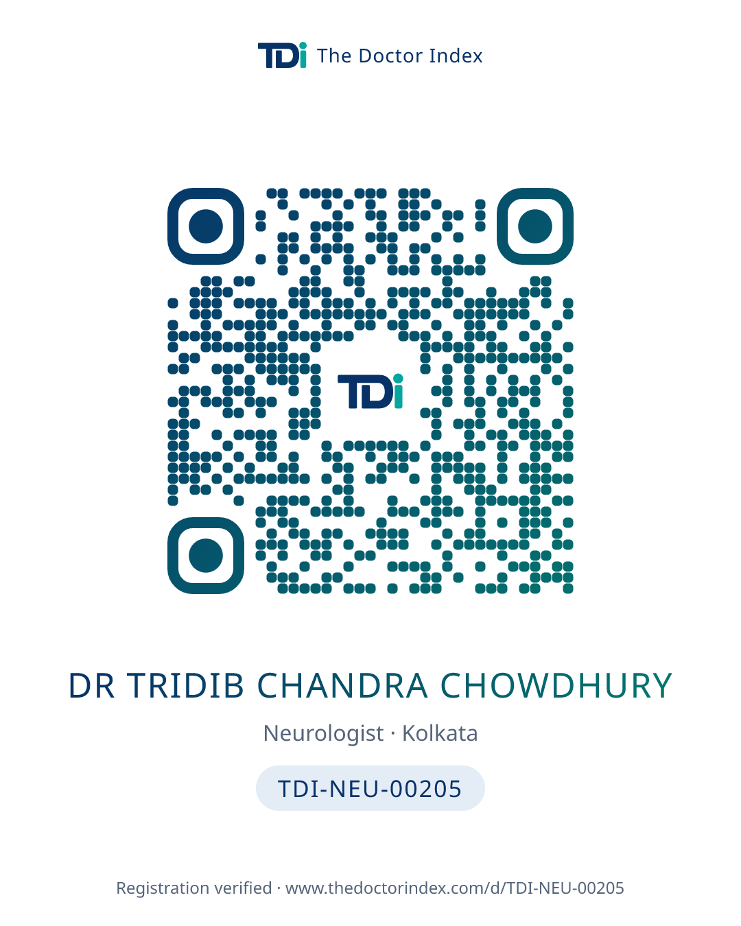 QR card for Dr Tridib Chandra Chowdhury, TDI-NEU-00205