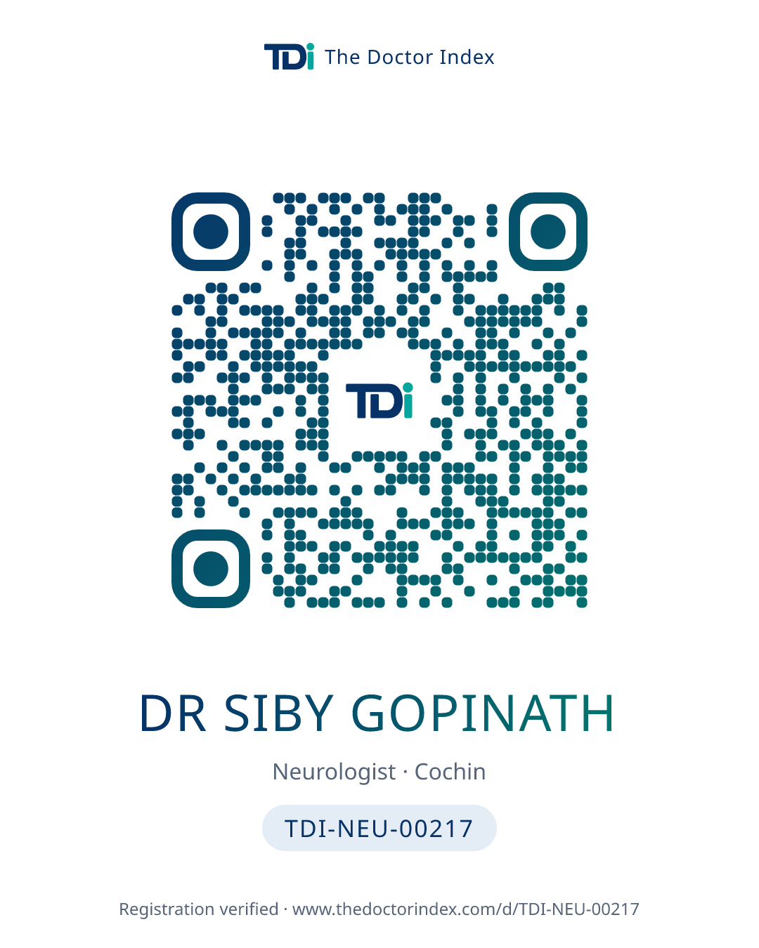 QR card for Dr Siby Gopinath, TDI-NEU-00217