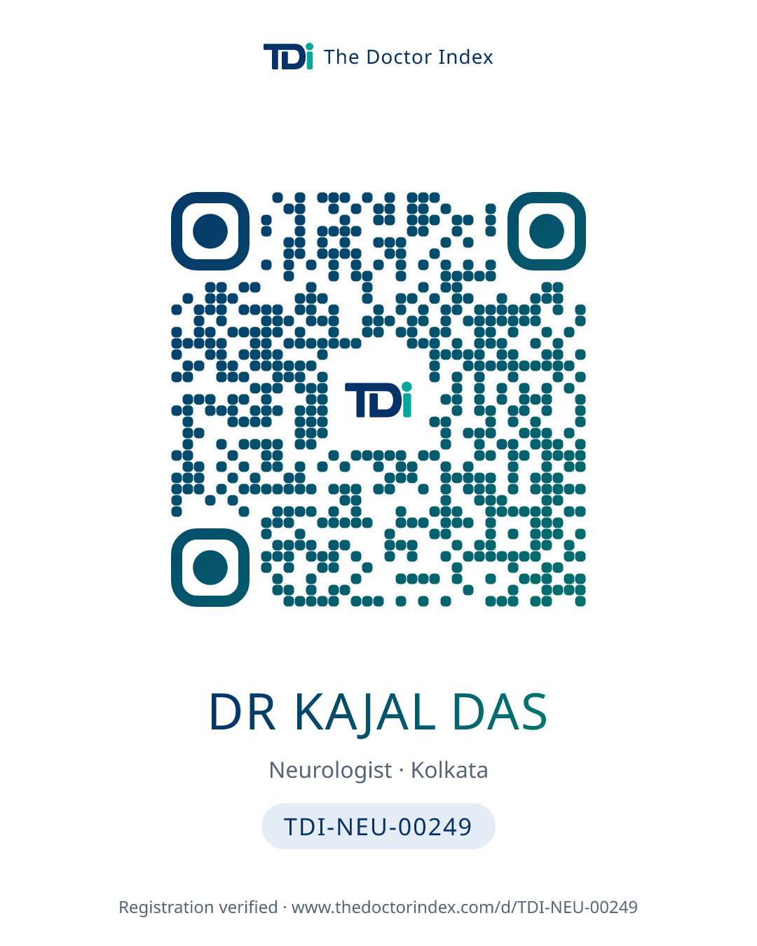 QR card for Dr Kajal Das, TDI-NEU-00249