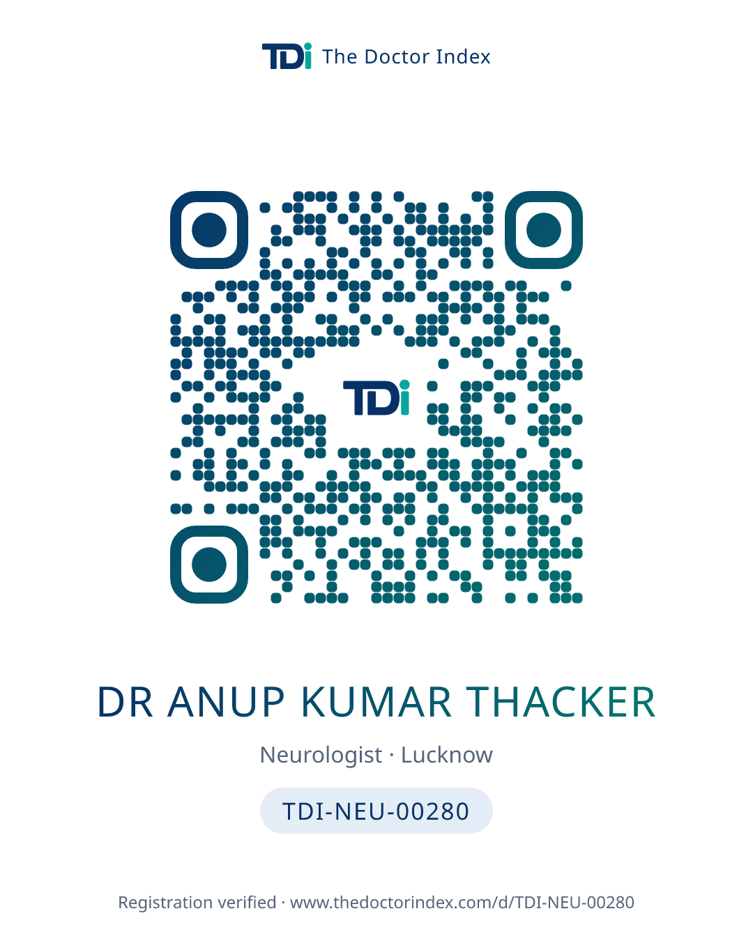 QR card for Dr Anup Kumar Thacker, TDI-NEU-00280