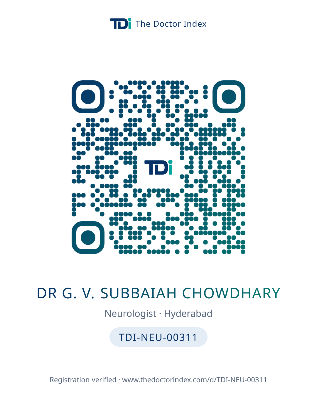 QR card for Dr G. V. Subbaiah Chowdhary, TDI-NEU-00311