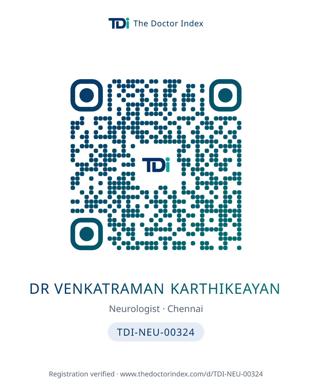 QR card for Dr Venkatraman Karthikeayan, TDI-NEU-00324