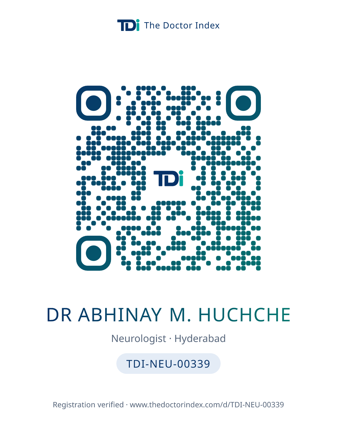 QR card for Dr Abhinay M. Huchche, TDI-NEU-00339