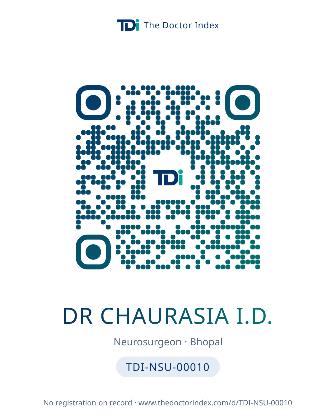 QR card for Dr Chaurasia I.D., TDI-NSU-00010