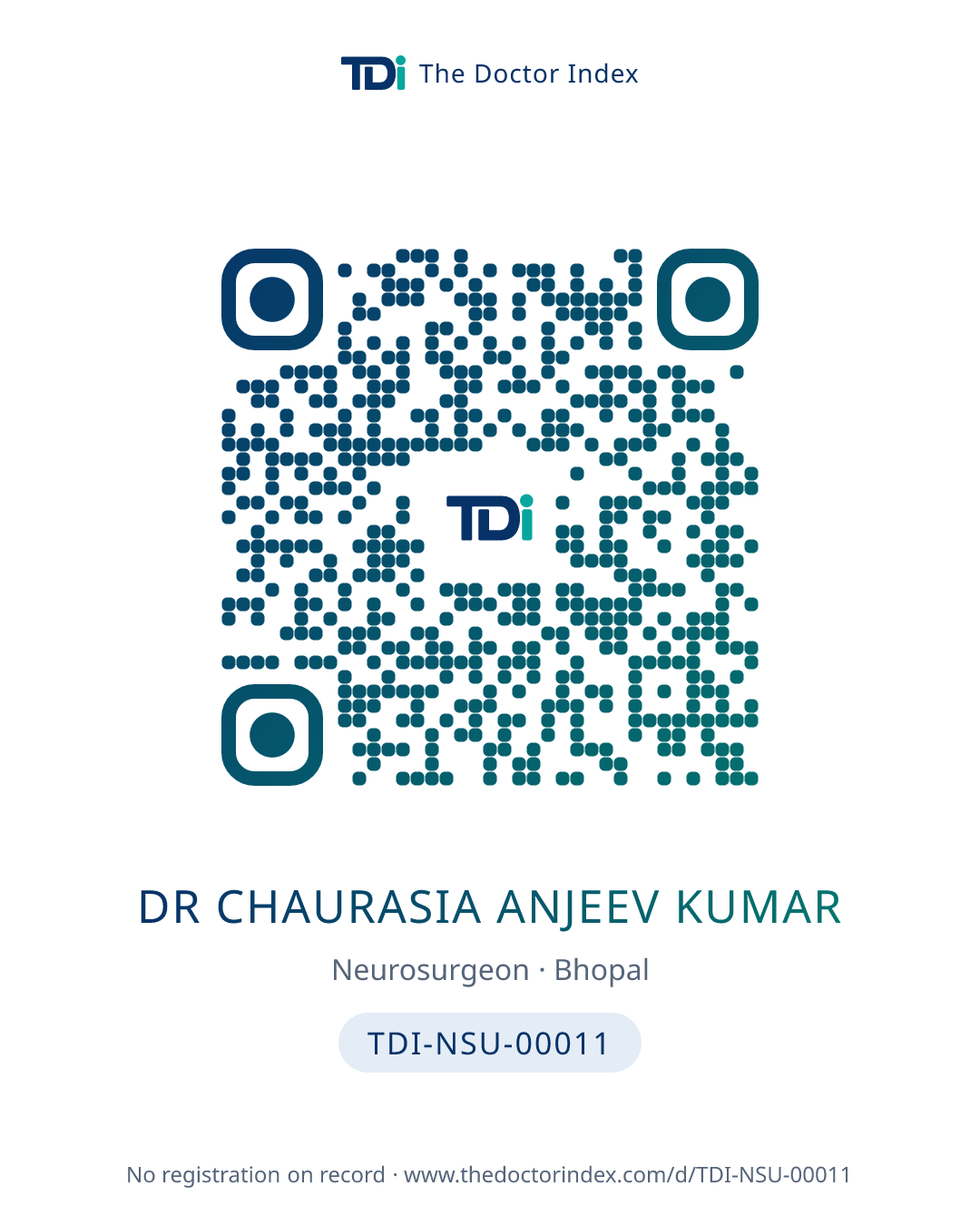 QR card for Dr Chaurasia Anjeev Kumar, TDI-NSU-00011