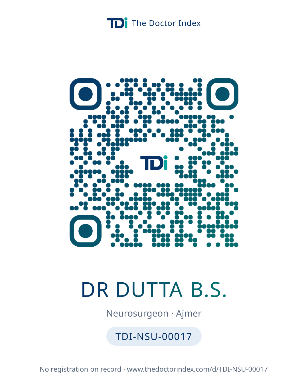 QR card for Dr Dutta B.S., TDI-NSU-00017