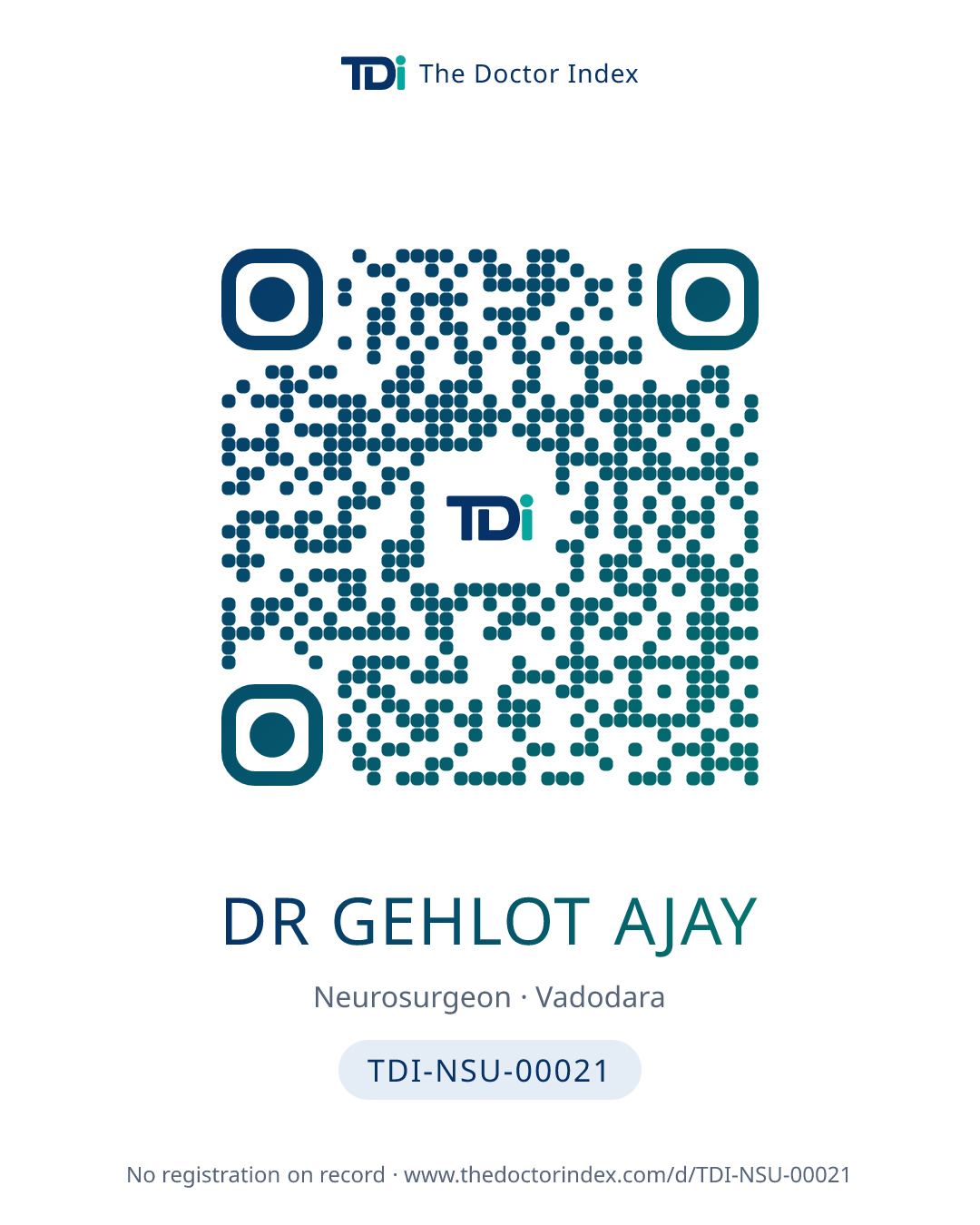 QR card for Dr Gehlot Ajay, TDI-NSU-00021