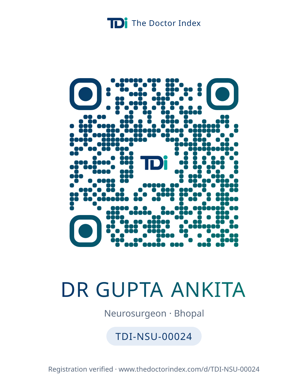 QR card for Dr Gupta Ankita, TDI-NSU-00024