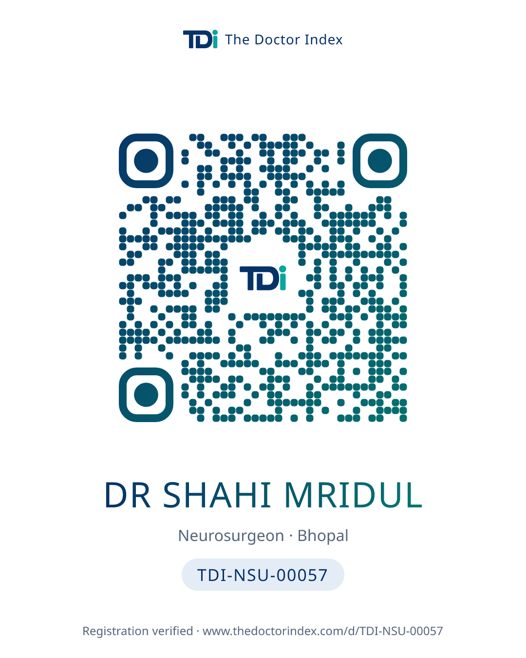 QR card for Dr Shahi Mridul, TDI-NSU-00057