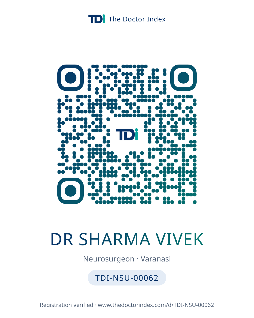 QR card for Dr Sharma Vivek, TDI-NSU-00062