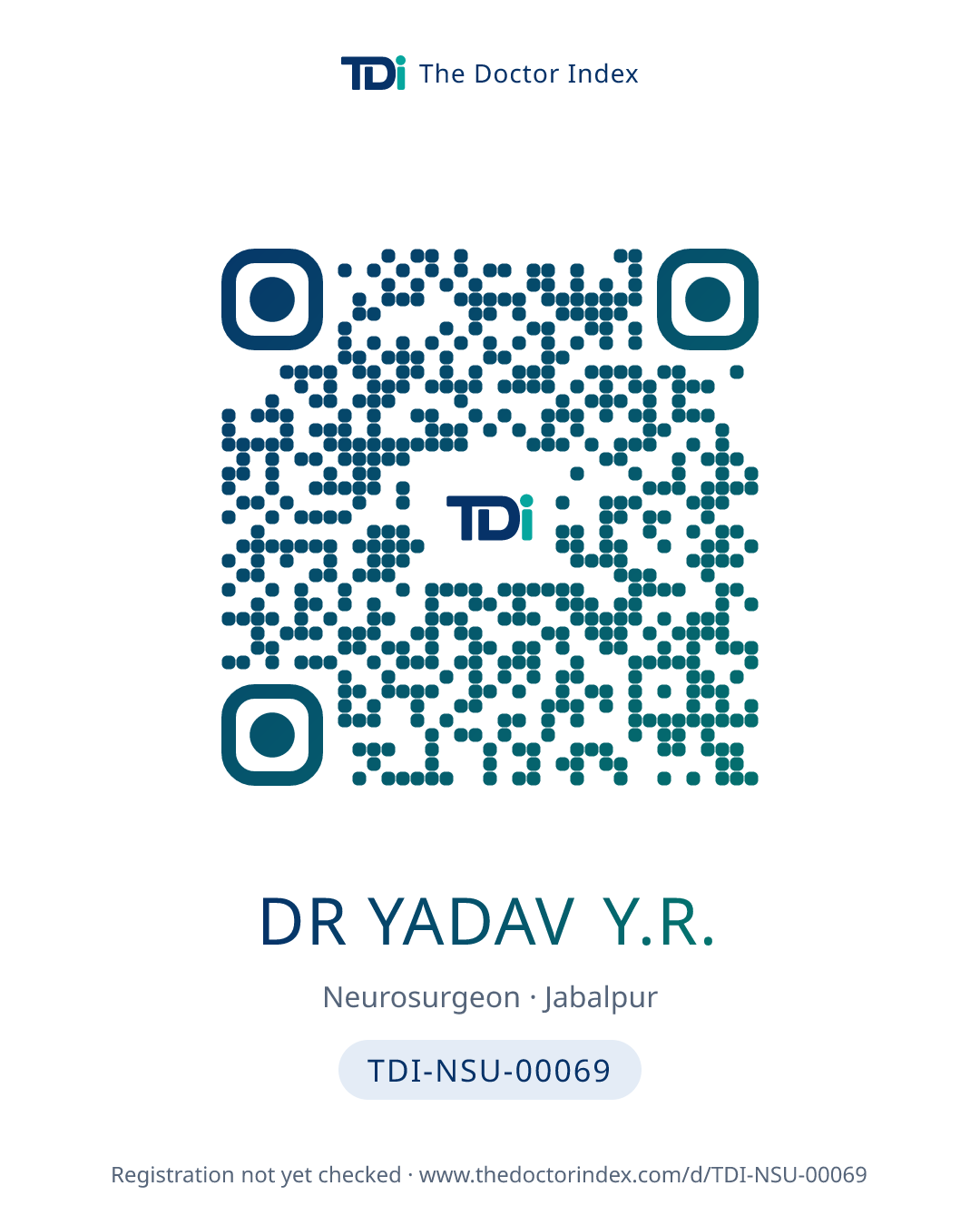 QR card for Dr Yadav Y.R., TDI-NSU-00069