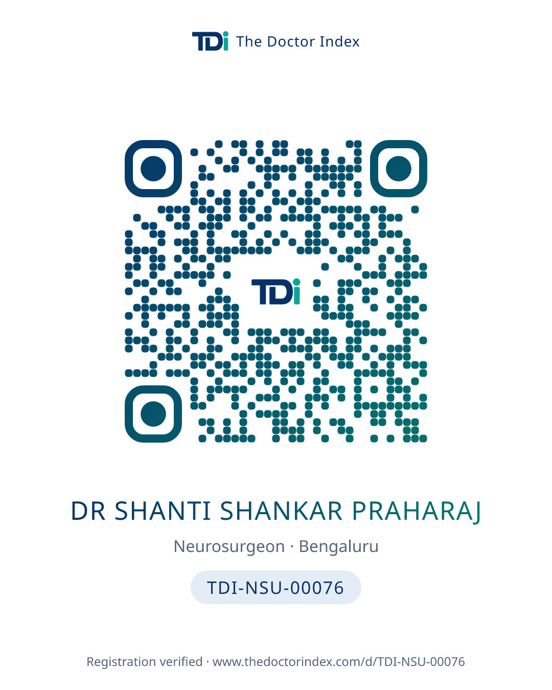 QR card for Dr Shanti Shankar Praharaj, TDI-NSU-00076