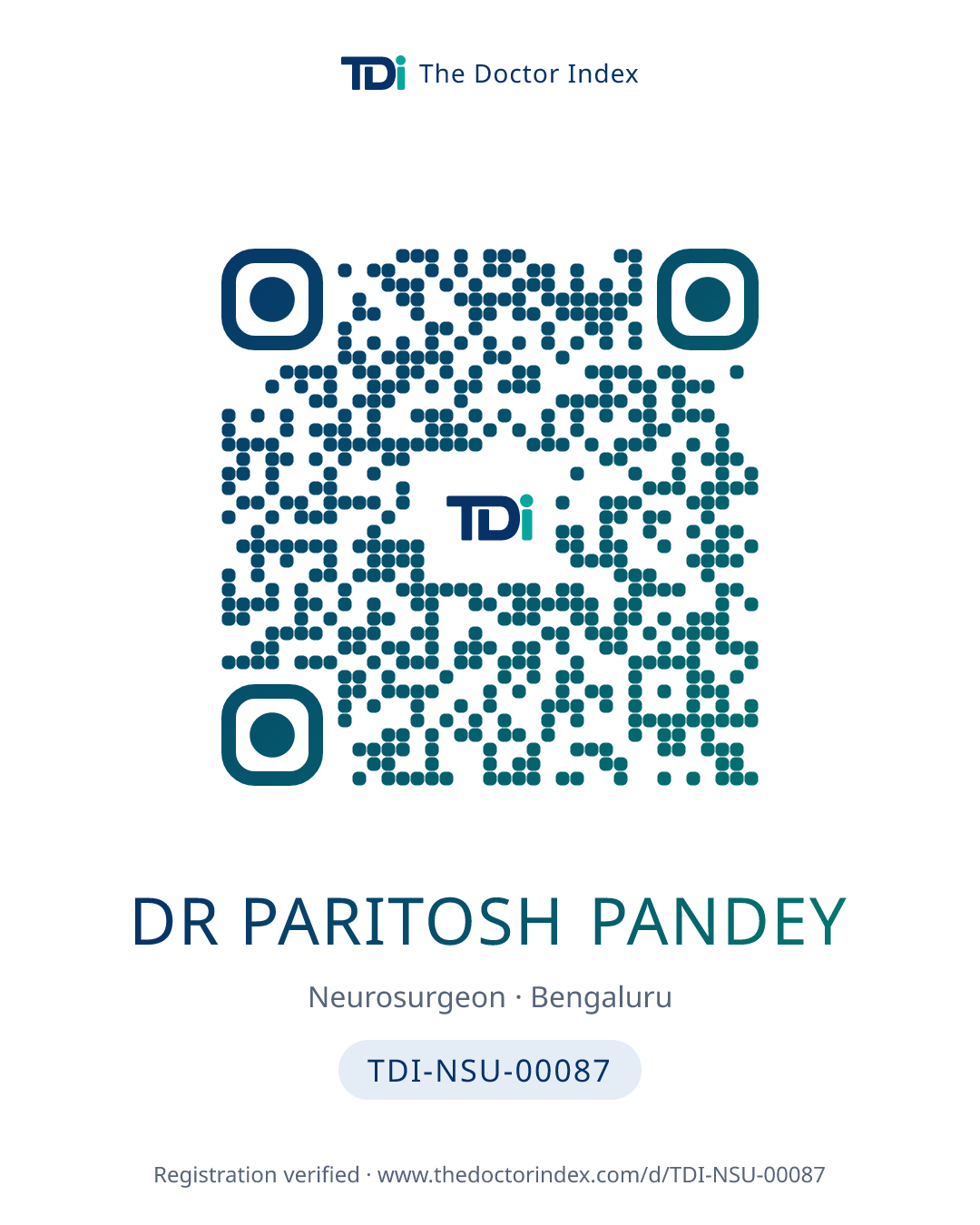 QR card for Dr Paritosh Pandey, TDI-NSU-00087