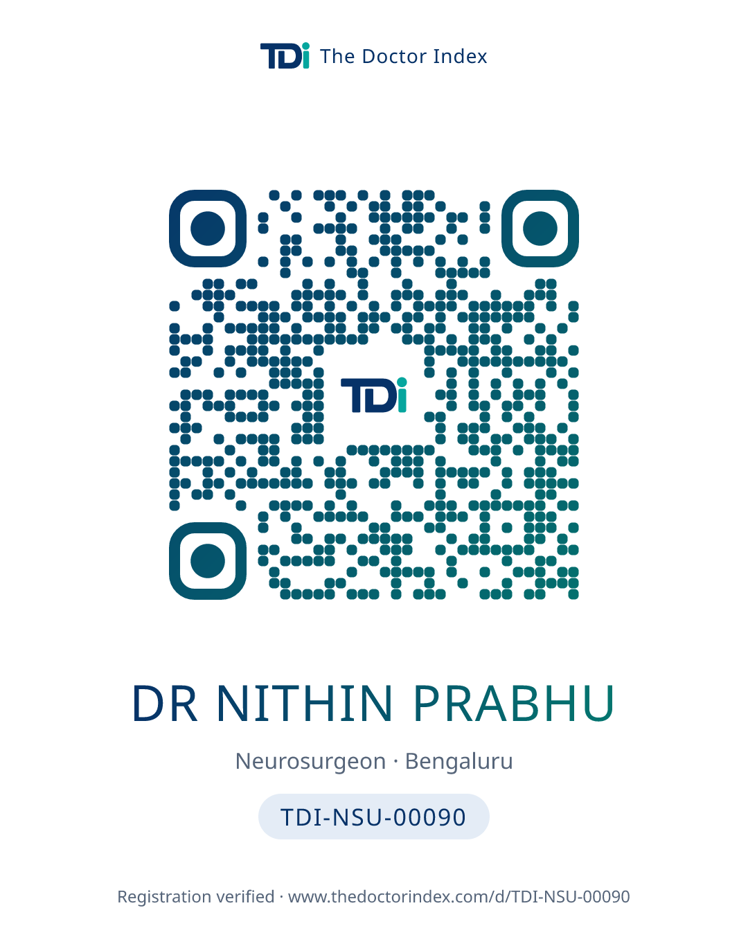 QR card for Dr Nithin Prabhu, TDI-NSU-00090