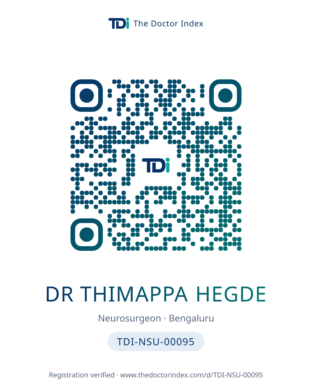 QR card for Dr Thimappa Hegde, TDI-NSU-00095