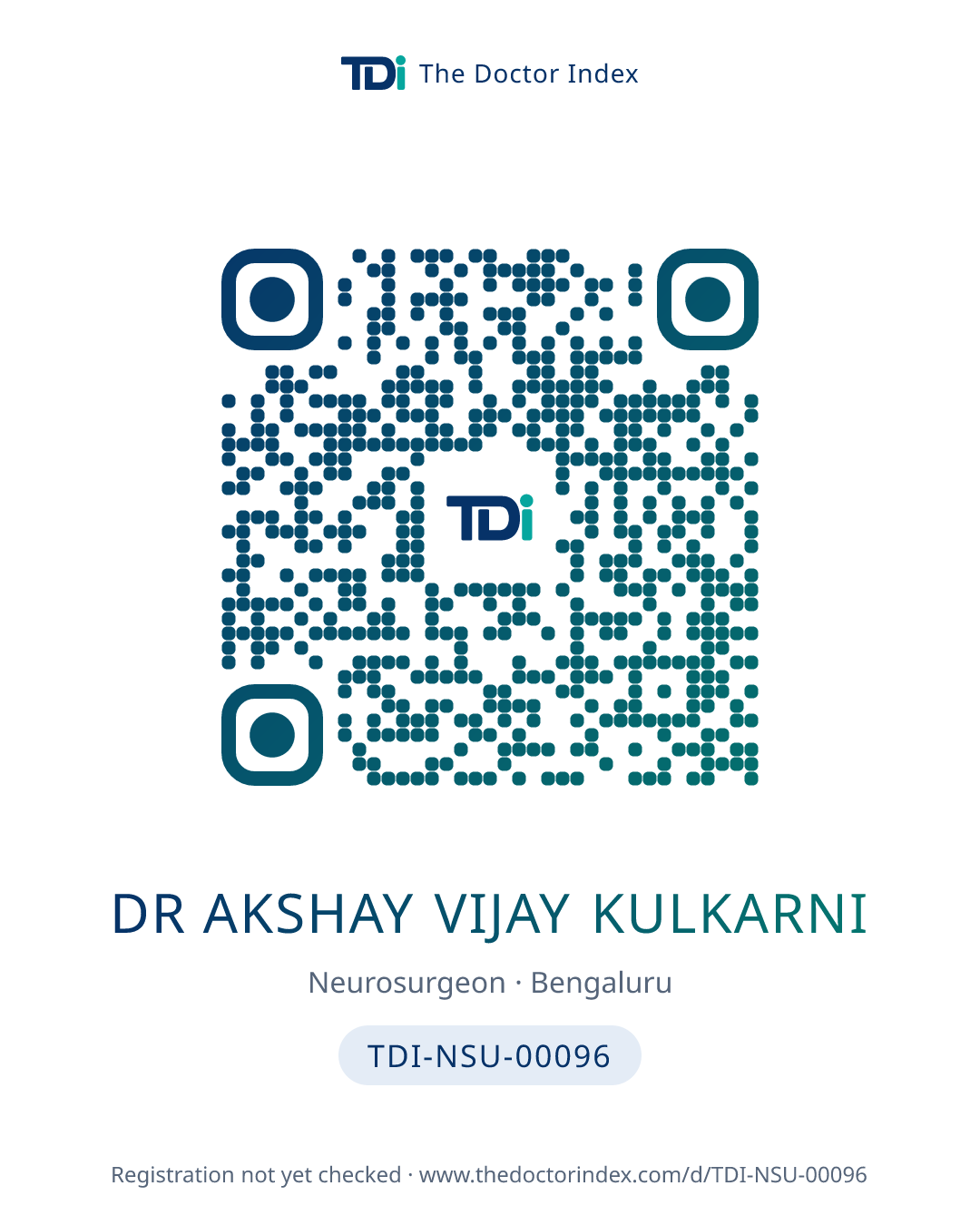 QR card for Dr Akshay Vijay Kulkarni, TDI-NSU-00096