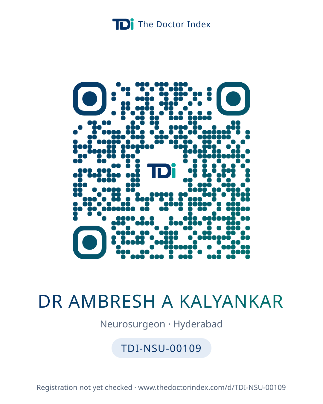 QR card for Dr Ambresh A Kalyankar, TDI-NSU-00109