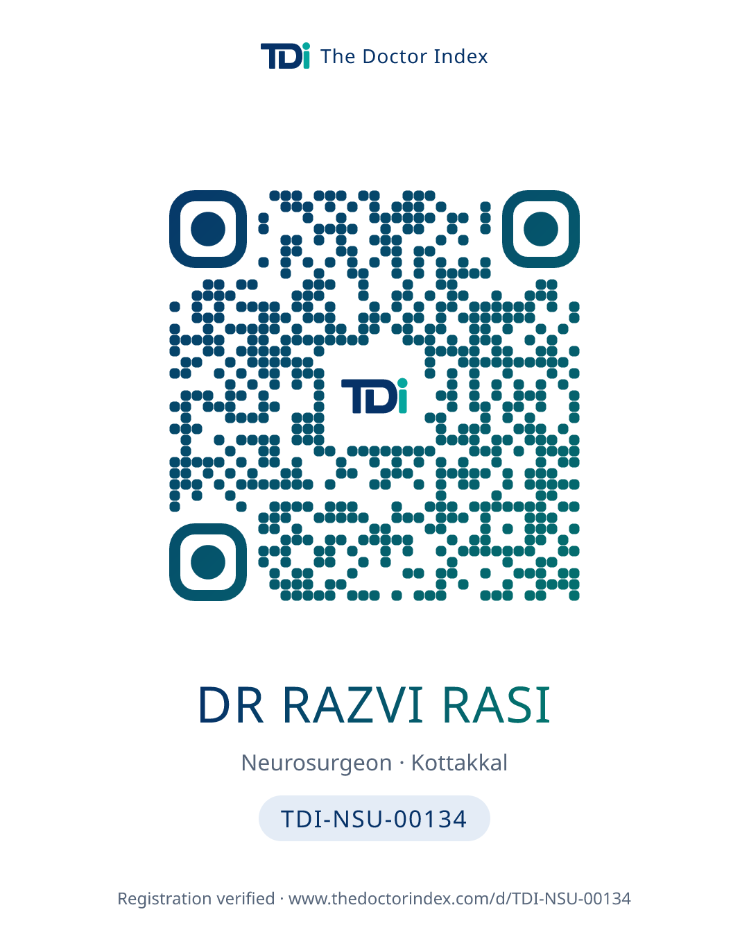 QR card for Dr Razvi Rasi, TDI-NSU-00134
