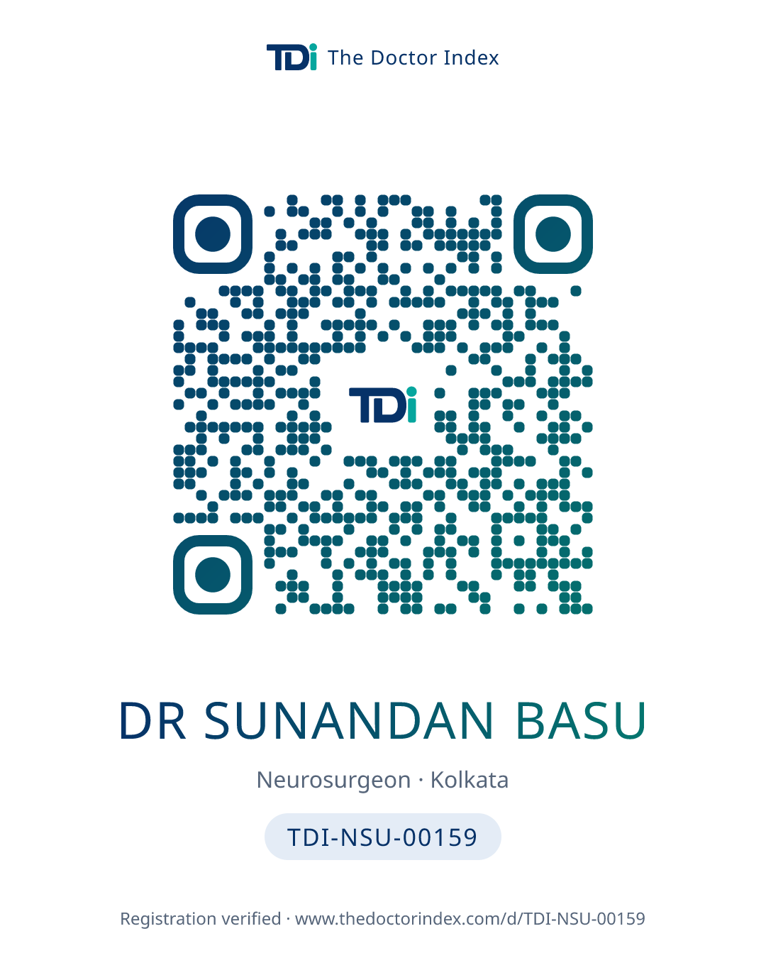 QR card for Dr Sunandan Basu, TDI-NSU-00159