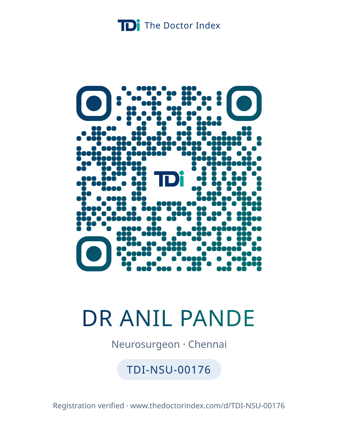QR card for Dr Anil Pande, TDI-NSU-00176