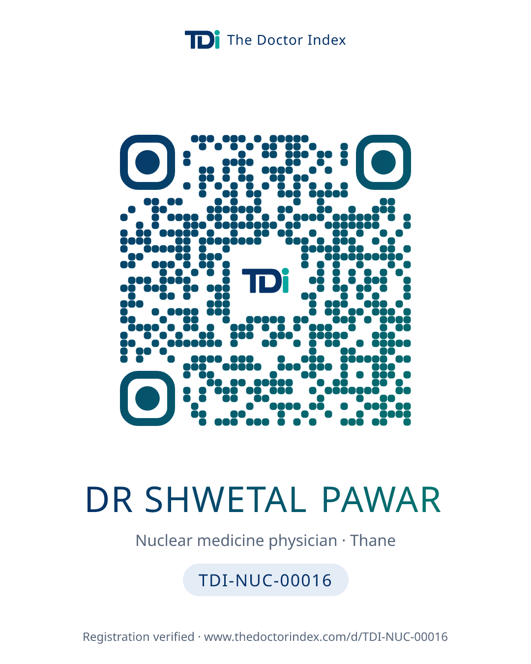 QR card for Dr Shwetal Pawar, TDI-NUC-00016